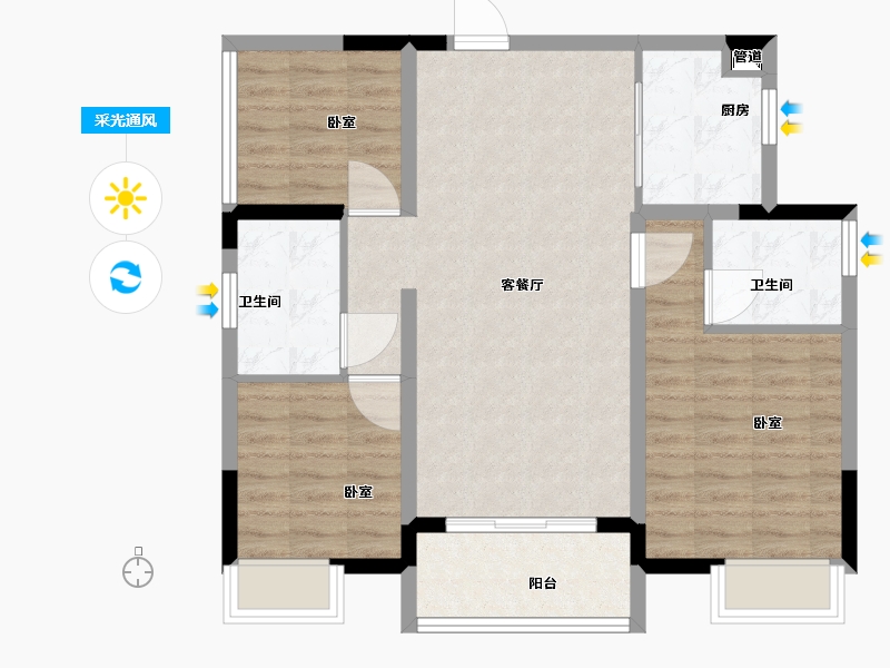 广东省-广州市-华润置地·广州瑞府-79.00-户型库-采光通风