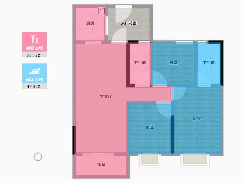 湖南省-常德市-银顶东城尚都-100.05-户型库-动静分区