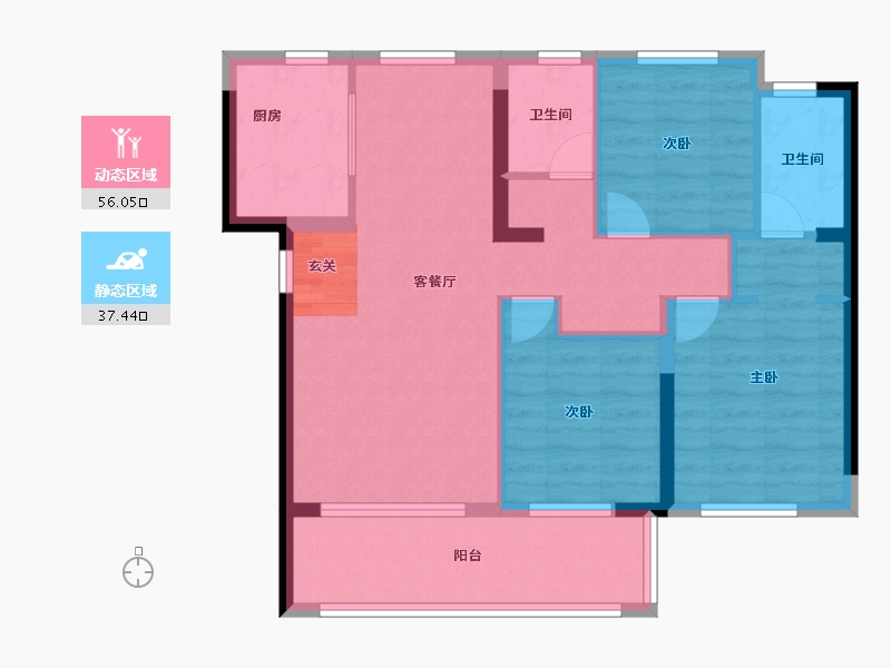 福建省-福州市-世茂云樽-83.86-户型库-动静分区