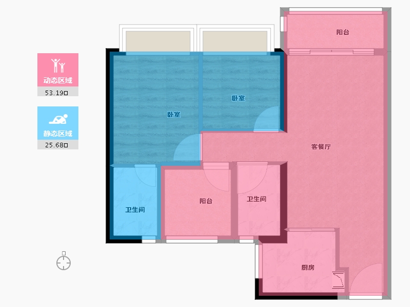 广东省-广州市-碧桂园云樾金沙-70.00-户型库-动静分区