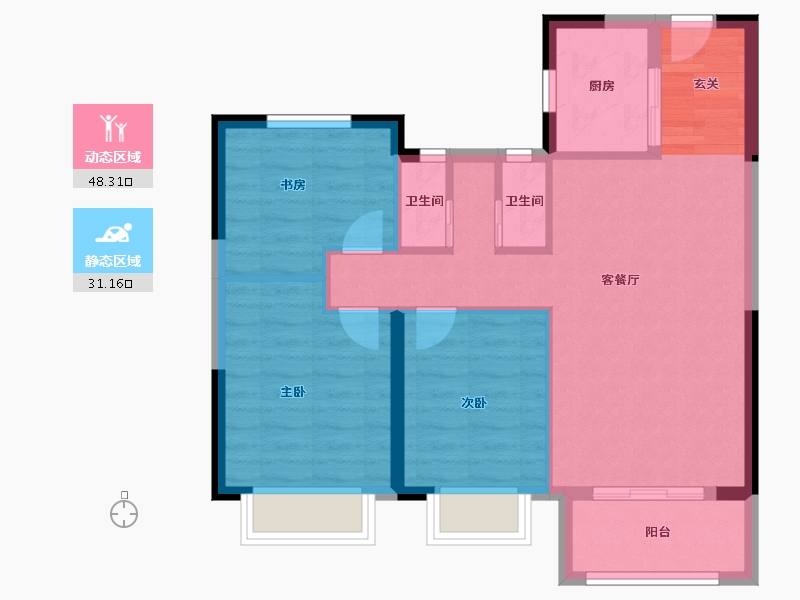 福建省-福州市-中海锦园-71.00-户型库-动静分区