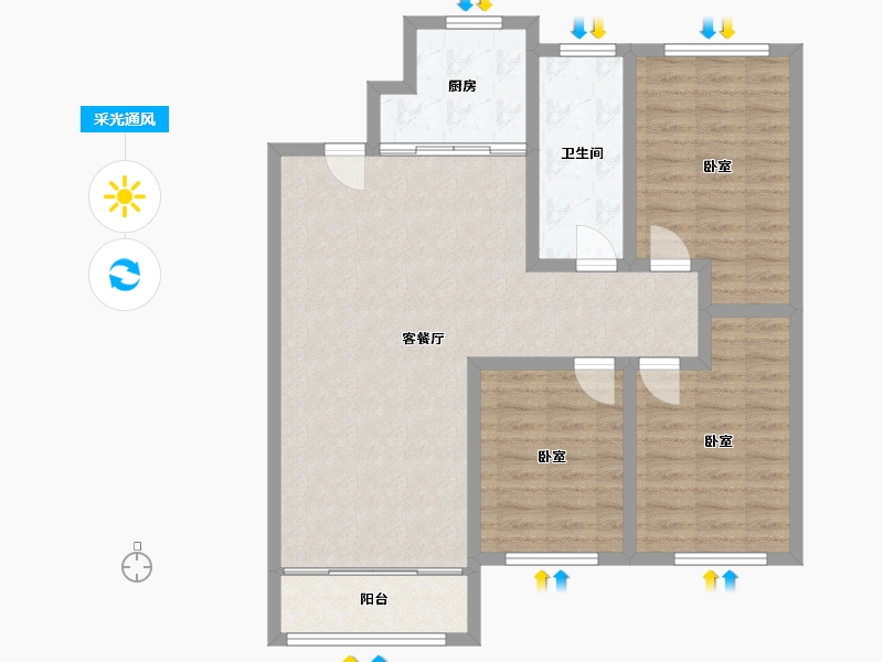 山东省-淄博市-聚恒逸居馨苑-93.89-户型库-采光通风