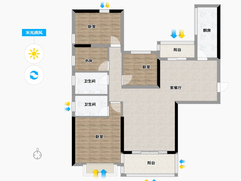 湖南省-长沙市-恒大揽湖苑-115.99-户型库-采光通风