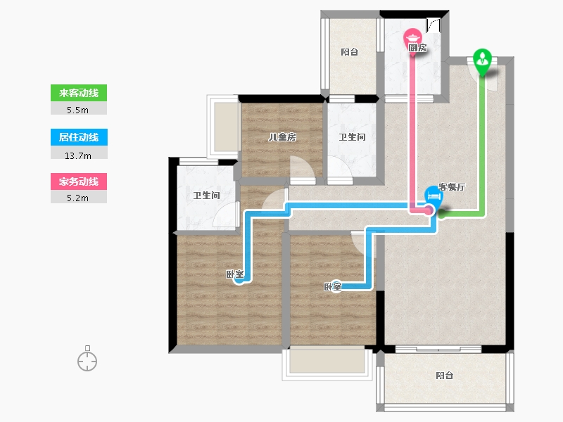 广东省-东莞市-碧桂园城央壹品-84.98-户型库-动静线