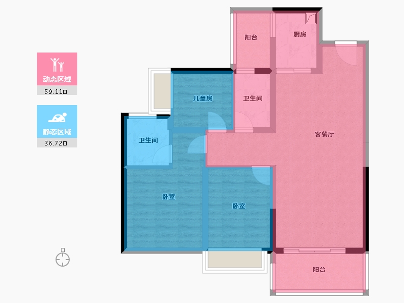 广东省-东莞市-碧桂园城央壹品-84.98-户型库-动静分区