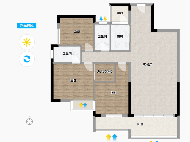 广东省-清远市-金地辉煌·富域城-103.85-户型库-采光通风