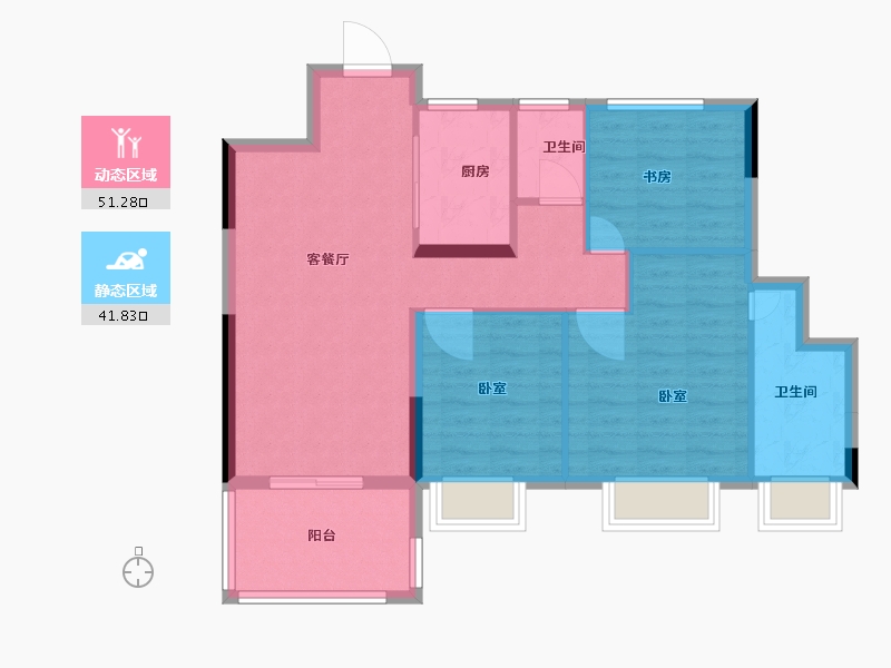 湖南省-长沙市-中梁·星都荟-84.01-户型库-动静分区