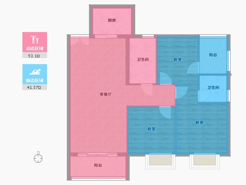 湖南省-郴州市-华恒首府-85.75-户型库-动静分区