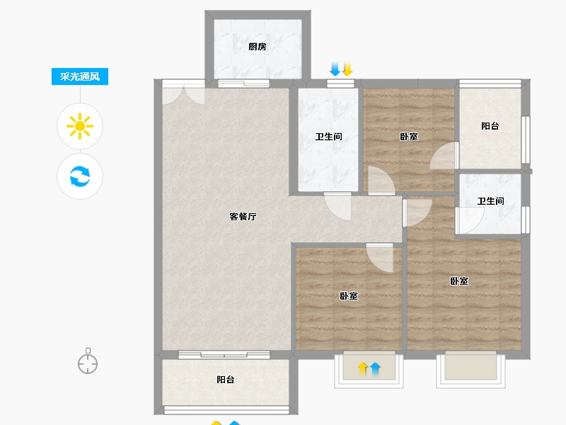 湖南省-郴州市-华恒首府-85.75-户型库-采光通风