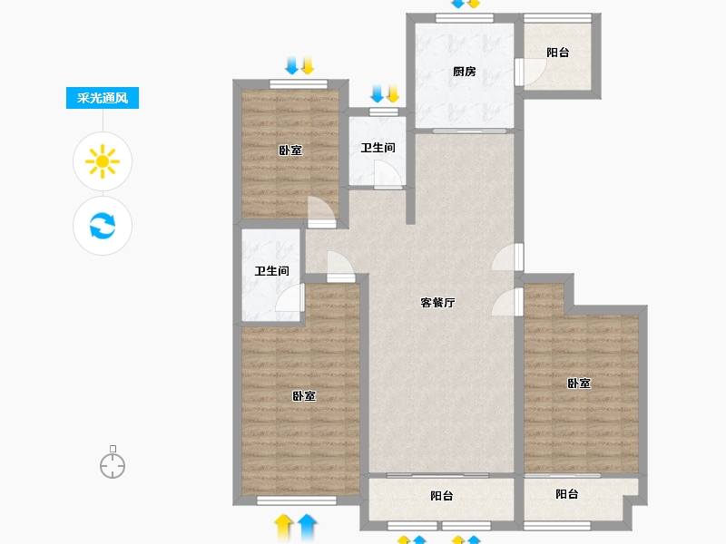 山东省-淄博市-聚恒逸居馨苑-110.76-户型库-采光通风