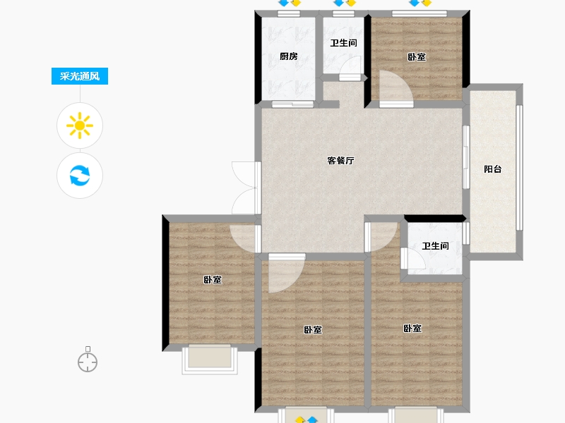 山东省-泰安市-融锦·锦华园-119.00-户型库-采光通风