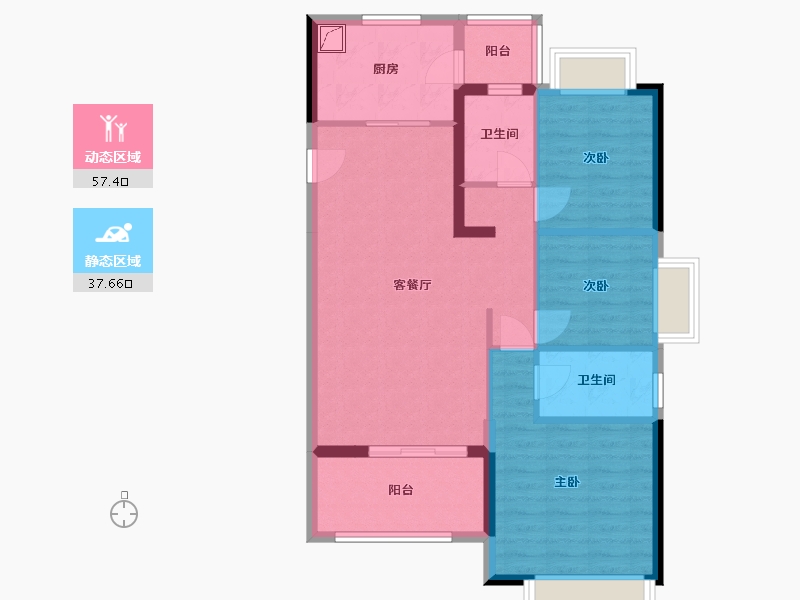 湖南省-常德市-汉寿恒大御府-85.14-户型库-动静分区