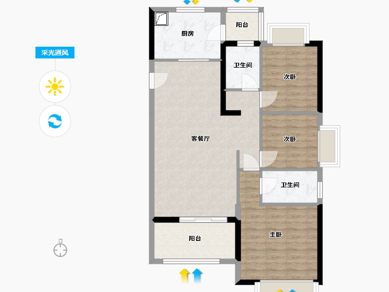 湖南省-常德市-汉寿恒大御府-85.14-户型库-采光通风