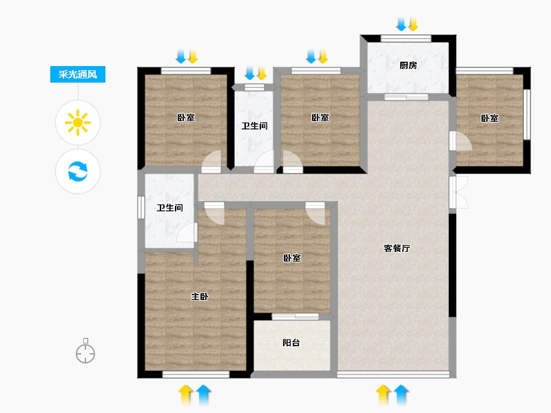 湖南省-衡阳市-融冠蜜城-112.00-户型库-采光通风