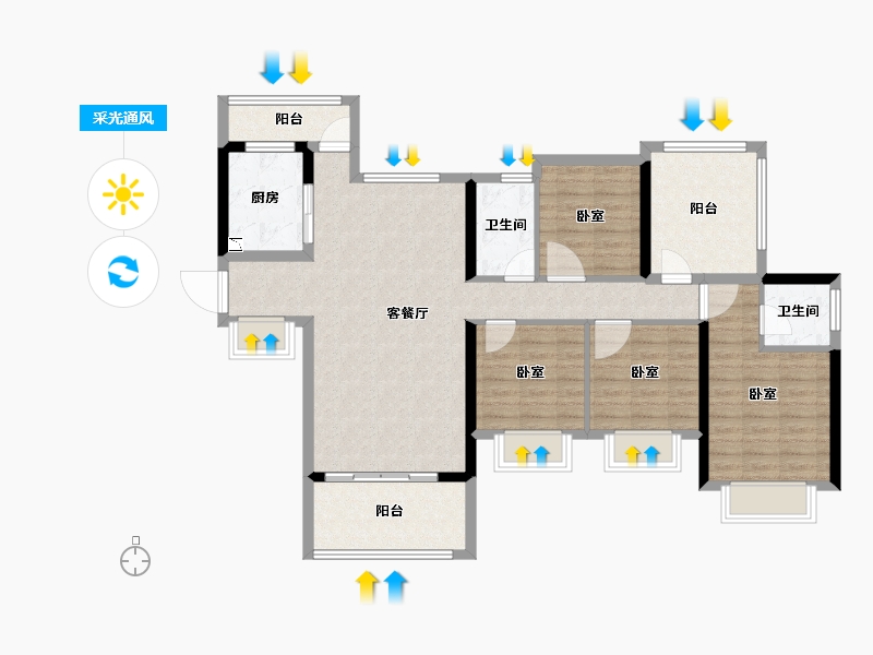 广东省-深圳市-金裕星河丹堤-107.64-户型库-采光通风