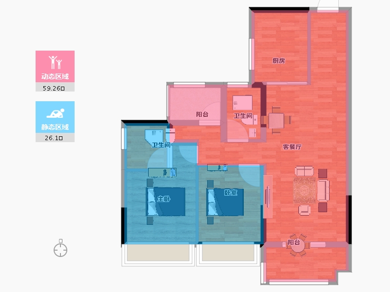 广东省-清远市-碧桂园十里江湾-76.01-户型库-动静分区