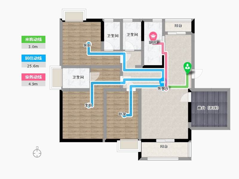 江苏省-苏州市-巴黎春天-116.00-户型库-动静线