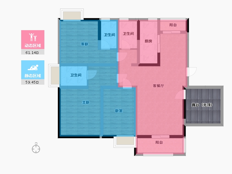 江苏省-苏州市-巴黎春天-116.00-户型库-动静分区