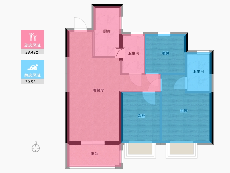 江苏省-南京市-江悦润府-61.14-户型库-动静分区