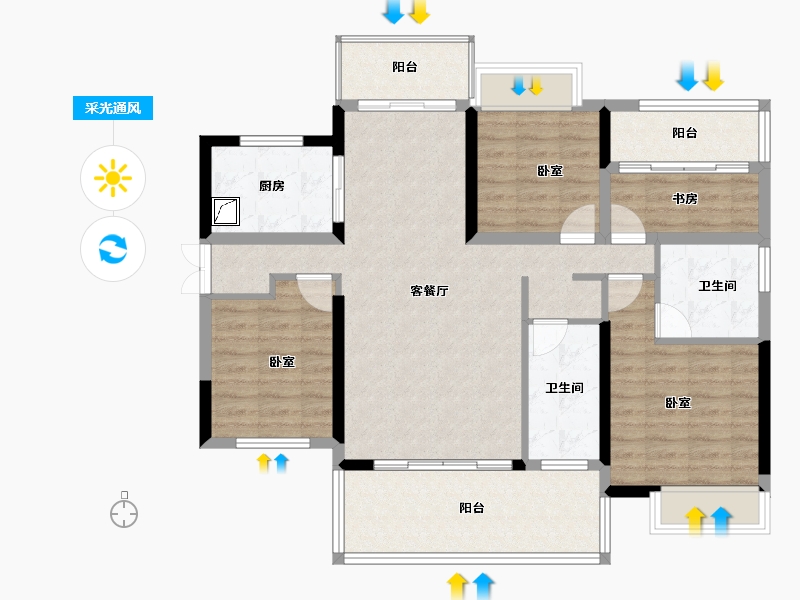 湖南省-郴州市-湖南建工东玺台-104.31-户型库-采光通风