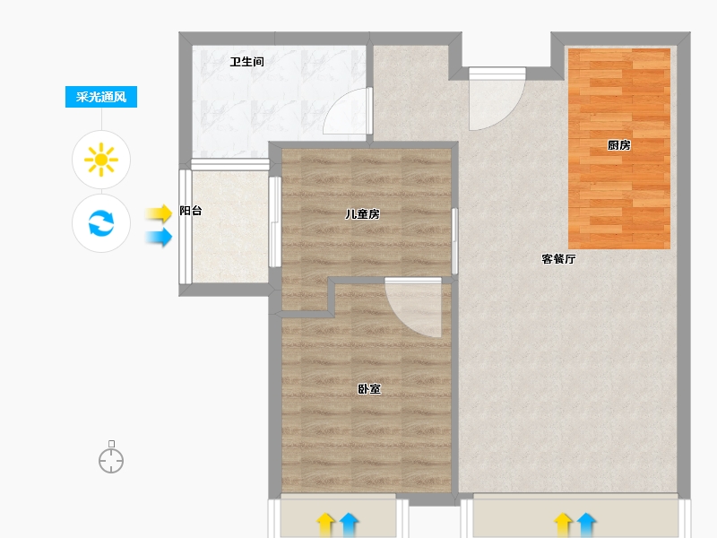 广东省-广州市-盈港国际-71.43-户型库-采光通风