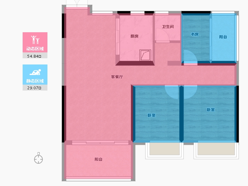 湖南省-郴州市-湖南建工东玺台-74.77-户型库-动静分区