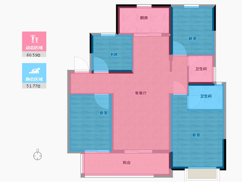 湖南省-长沙市-中梁·星都荟-101.00-户型库-动静分区