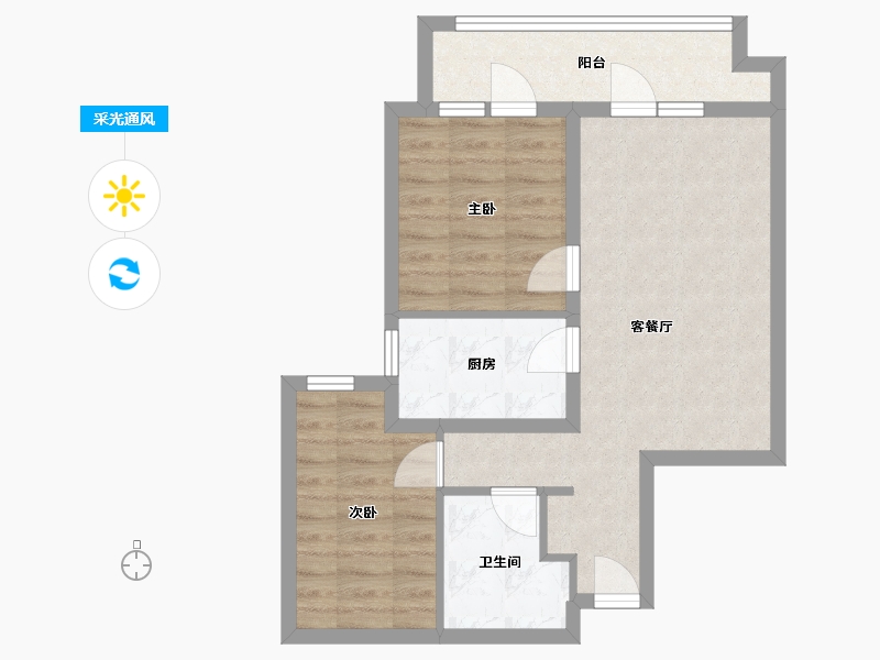 河北省-廊坊市-大运河孔雀城温莎郡-61.19-户型库-采光通风