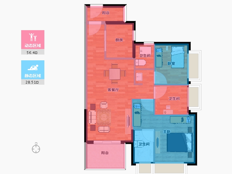 广东省-清远市-时代著作-76.33-户型库-动静分区