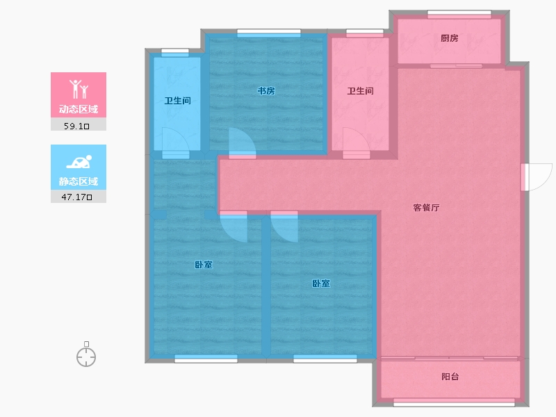 山东省-淄博市-聚恒逸居馨苑-94.82-户型库-动静分区