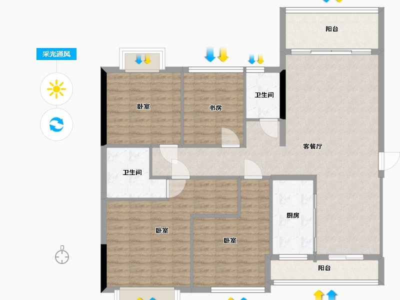 湖南省-郴州市-玲珑新天地Ⅲ期藏珑-119.00-户型库-采光通风