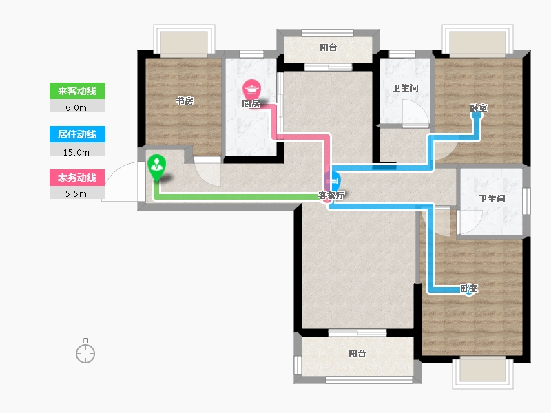 湖北省-武汉市-武地融创金麟壹号-95.00-户型库-动静线