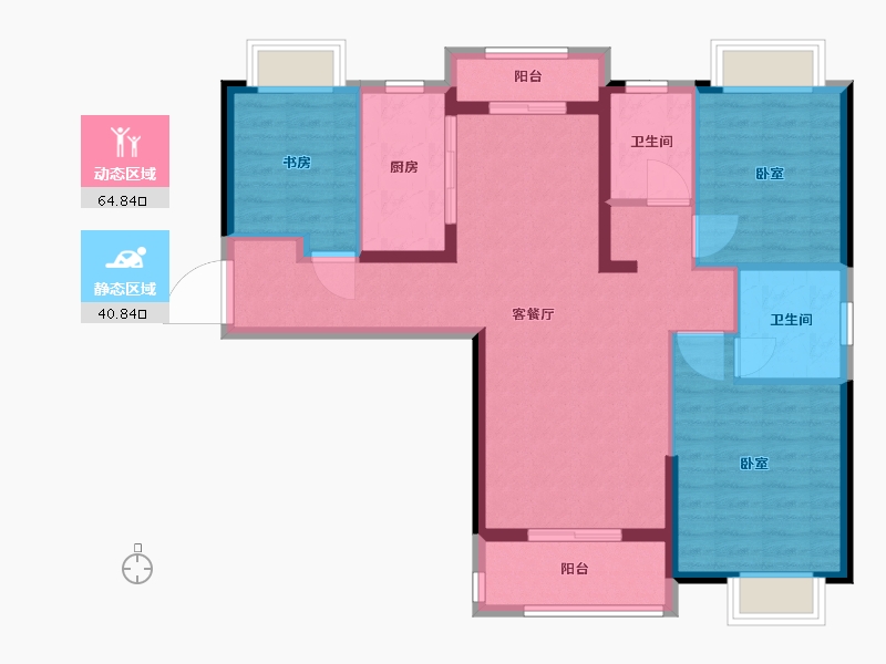 湖北省-武汉市-武地融创金麟壹号-95.00-户型库-动静分区