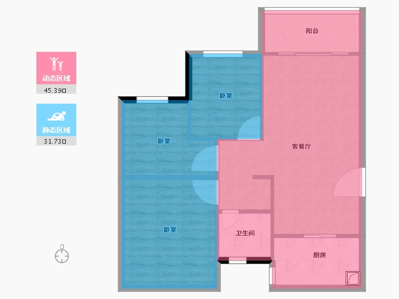 广东省-江门市-恒大御景半岛-70.00-户型库-动静分区