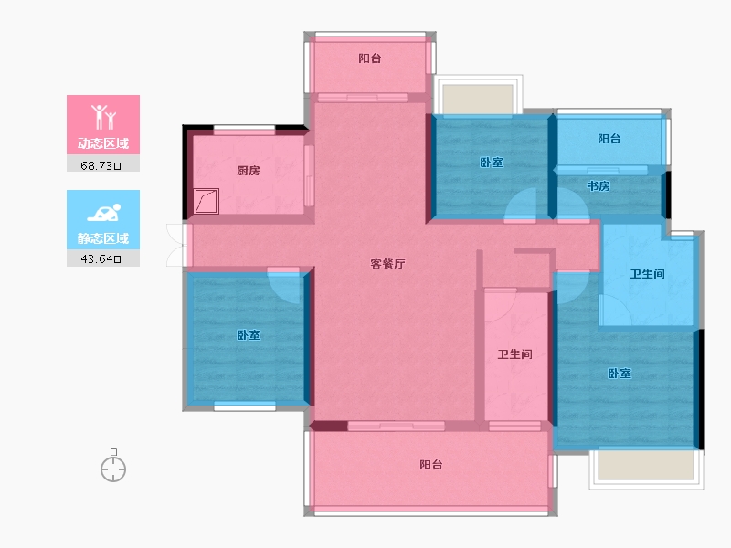 湖南省-郴州市-湖南建工东玺台-98.25-户型库-动静分区