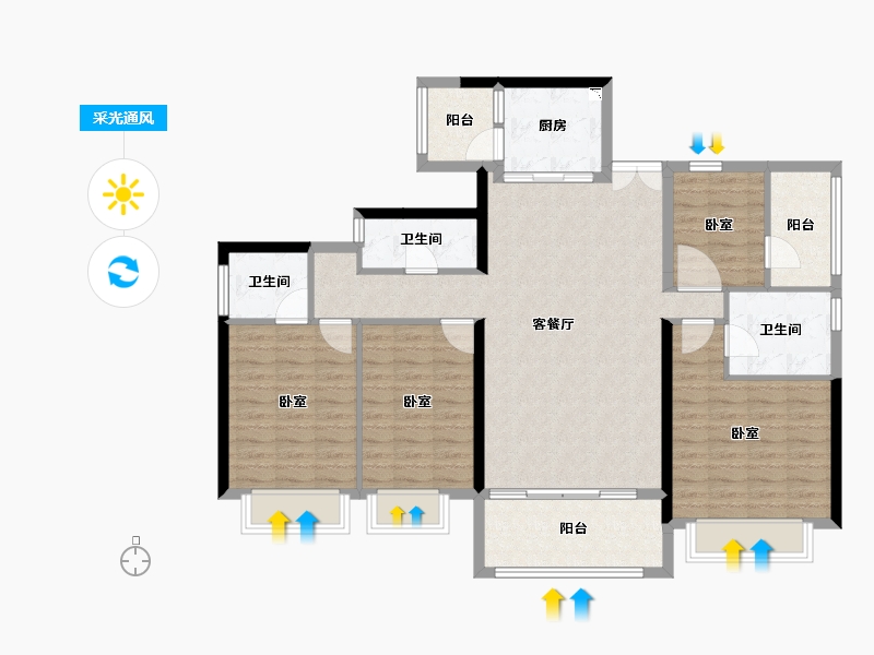 广东省-深圳市-天健天骄北庐-116.51-户型库-采光通风