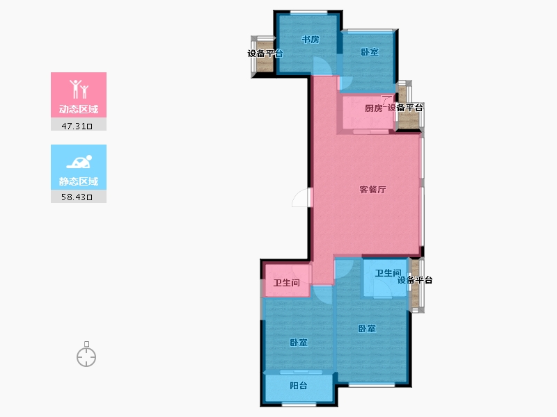 浙江省-嘉兴市-龙湖卓越·紫宸-98.00-户型库-动静分区