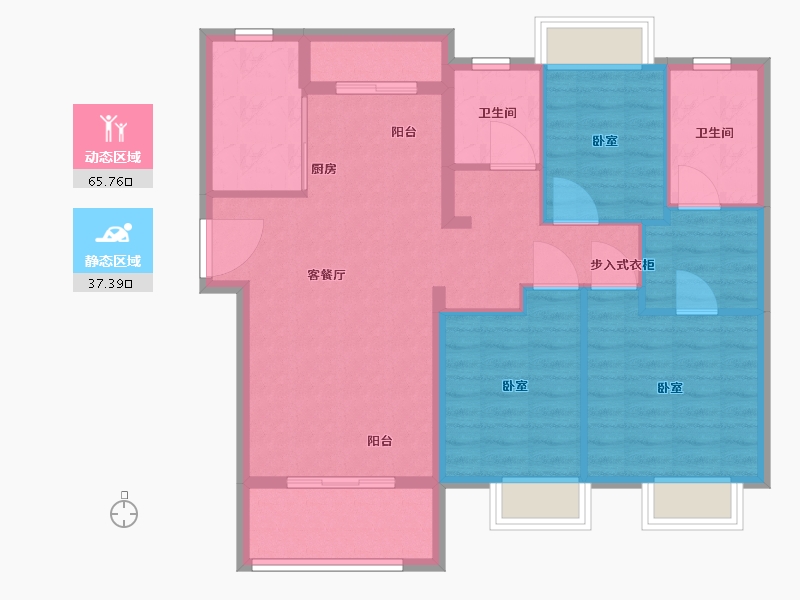 湖北省-武汉市-武地融创金麟壹号-93.00-户型库-动静分区