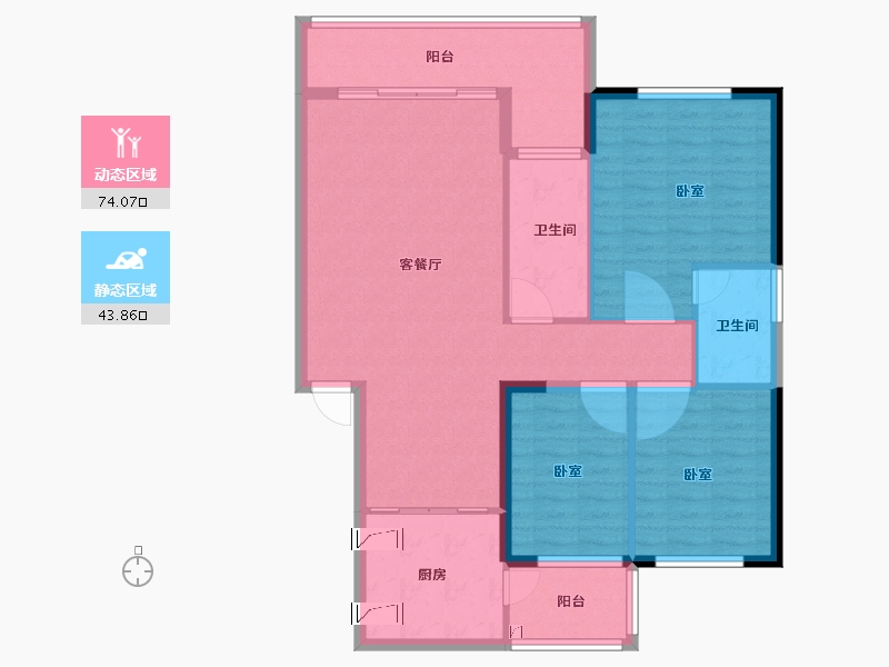 湖南省-怀化市-金沙湾·滨江学苑-106.00-户型库-动静分区