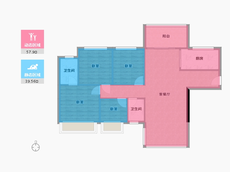 广东省-江门市-翔龙雅轩-88.64-户型库-动静分区