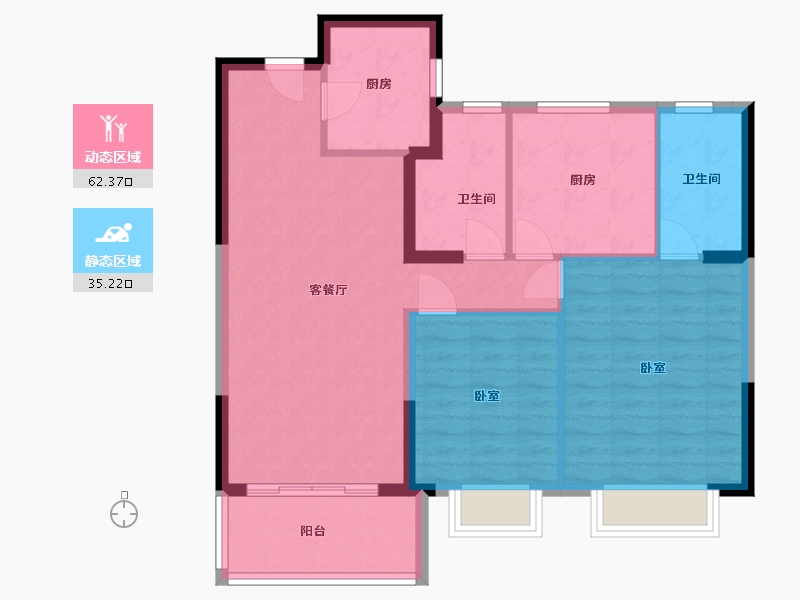 浙江省-温州市-新力琥珀园-88.10-户型库-动静分区