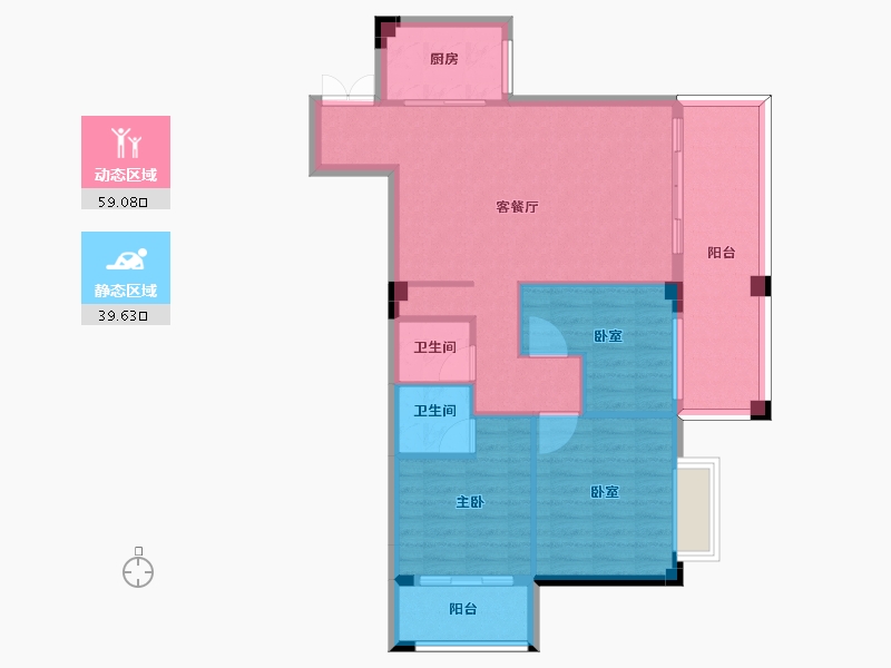 湖南省-郴州市-宏祥龙溪湾-89.03-户型库-动静分区