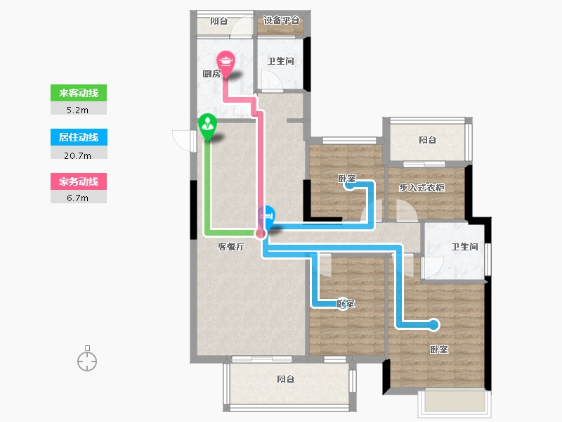 湖南省-岳阳市-观澜郡-100.76-户型库-动静线