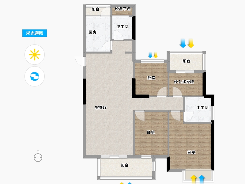 湖南省-岳阳市-观澜郡-100.76-户型库-采光通风