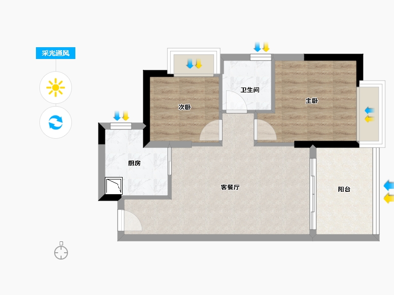 广东省-深圳市-佳兆业盐田城市广场一期-53.89-户型库-采光通风