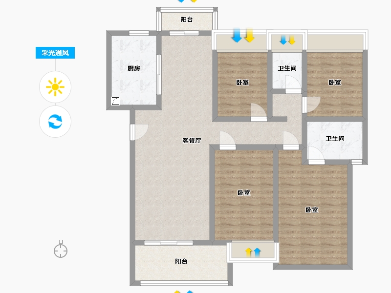 湖北省-孝感市-孝感保利香颂-112.47-户型库-采光通风