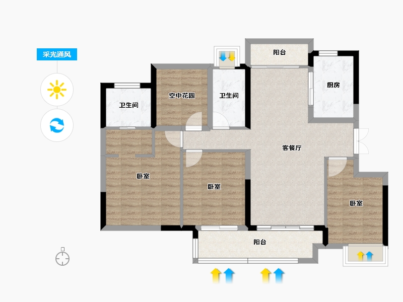 广东省-珠海市-新会保利玥府-99.22-户型库-采光通风