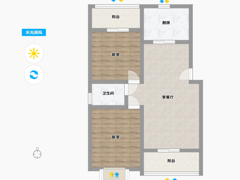 湖南省-衡阳市-金湘富都-70.96-户型库-采光通风