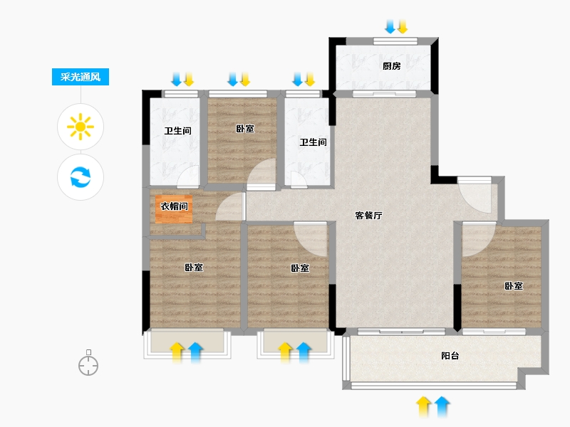 广东省-广州市-华润置地·广州瑞府-112.00-户型库-采光通风