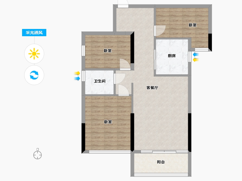 湖南省-怀化市-长鸿驰远华府-82.06-户型库-采光通风